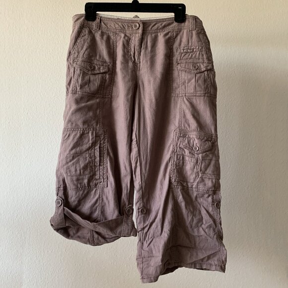๐ Anthro Hei Hei Casual Lilac Cargo Linen Pants โ Adventure-Ready Style! ๐ - Picture 2 of 4